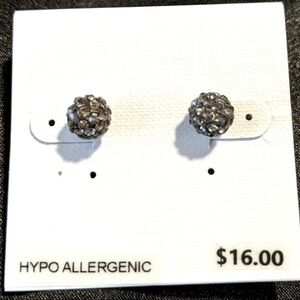 Hypoallergenic Crystal Pave Silver Tone Earrings